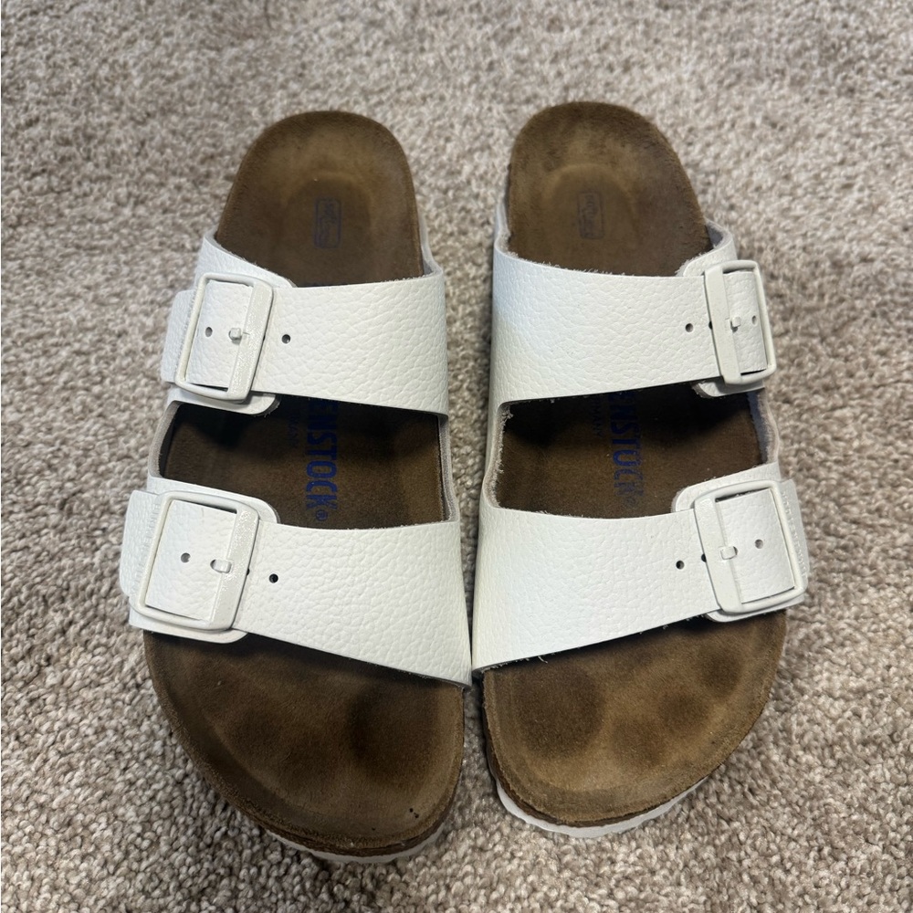 Birkenstock Arizona White leather Double Strap Sandals size 39
